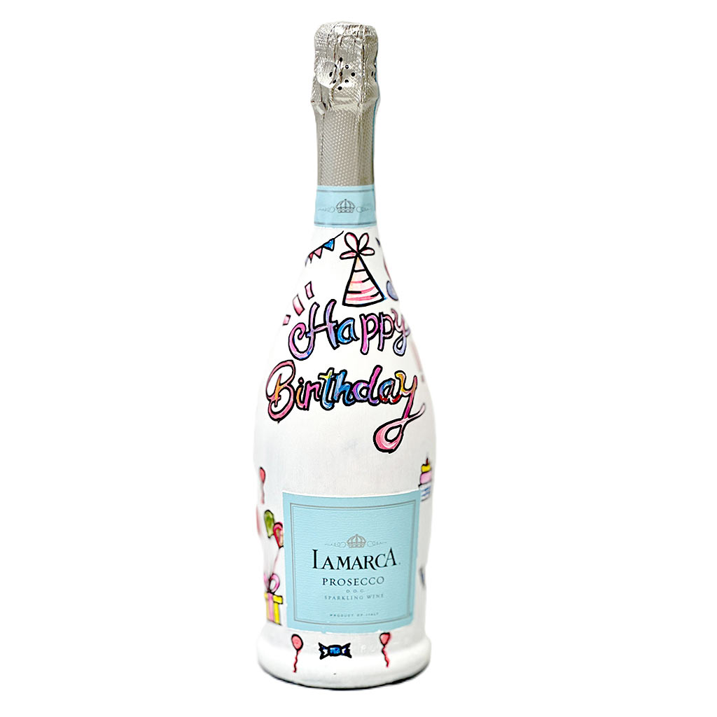 Hand-Painted La Marca Prosecco Birthday Edition